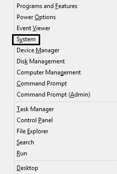 Windows 8 Quick Access Menu, System